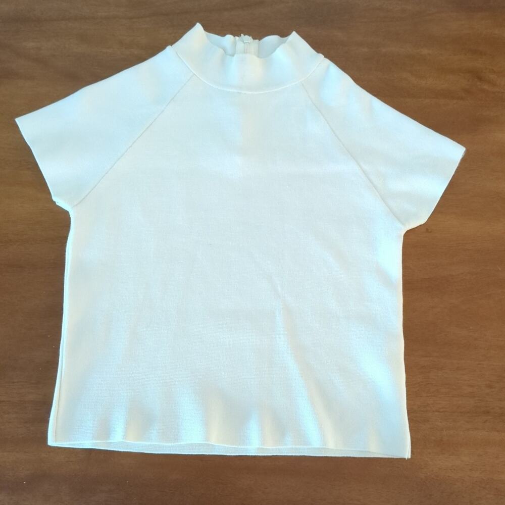 ZARA women's knit Mock Neck short sleeve cream color top women's size Small GUC